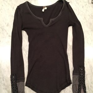 Size M Free People Black Henley